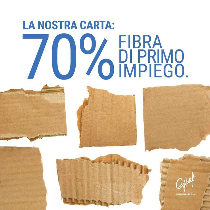 La nostra carta: 70% fibra di primo impiego